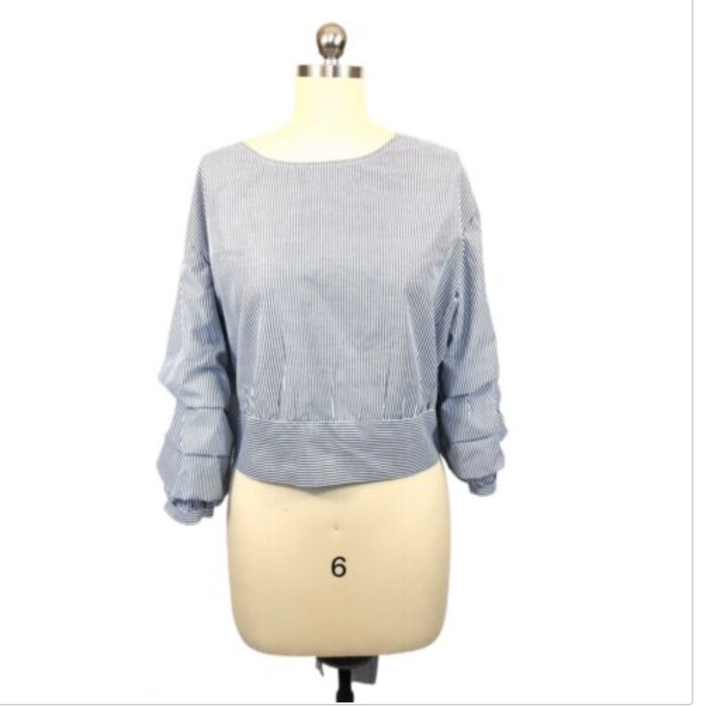 True Destiny Gray White Striped Blouse XL